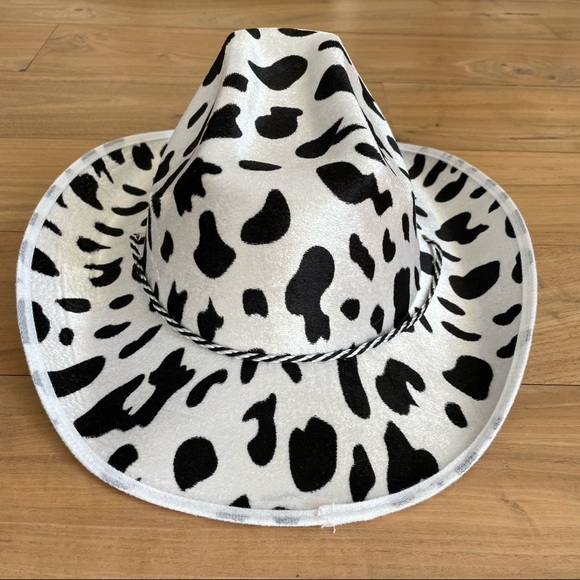 Accessories | Cow Print Cowgirl Hat With Adjustable Strap | Poshmark